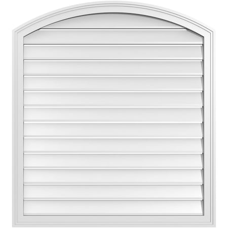 Ekena Millwork Arch Top Surface Mount PVC Gable Vent: Non-Functional, w/2"W x 1-1/2"P Brickmould Frame, 36"W x 38"H GVPAR36X3802SN